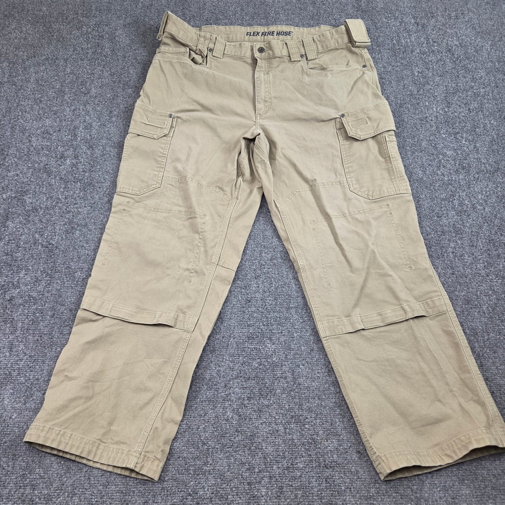 Duluth Trading Co Cargo Pants Mens 40x30 Khaki Flex Fire Hose Reinforced Utility